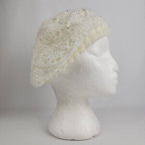 David&Young Cream Gold Sparkle Knit Tam Hat